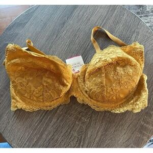 Vintage Victoria's Secret Lined Padded Underwire Gold Yellow Bra 36C